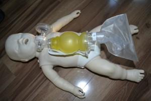 Pediatric bag valve mask and training mannequin in Hamilton