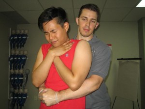 Helping a choking victim in Kelowna